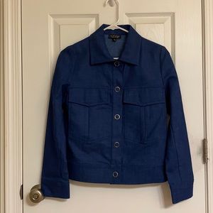Topshop Blue Cotton-blend Business or Casual Jacket or Shirt Pockets Size 4